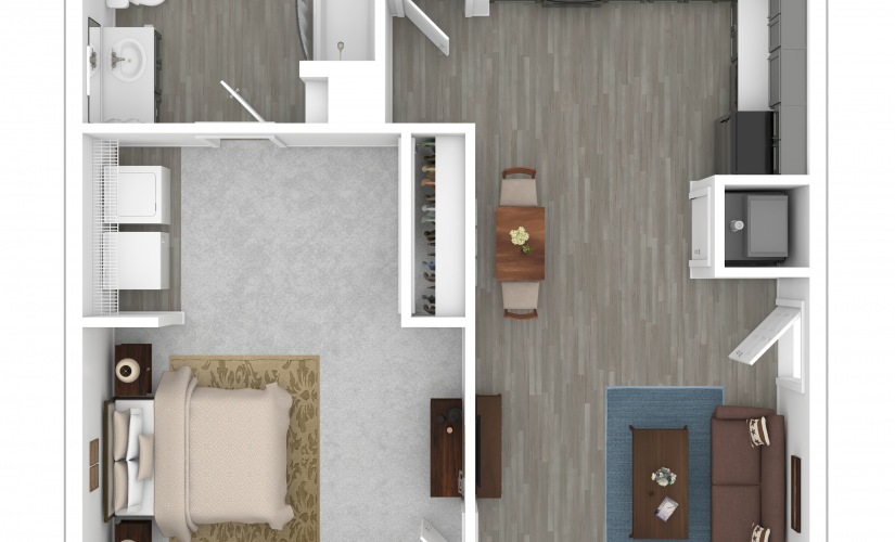 floor plan image of one bedroom one bath