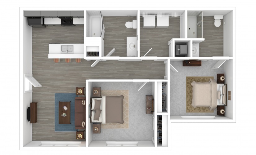 floor plan image of two bedroom two bath