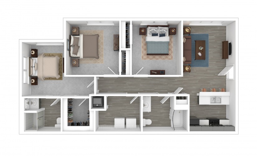 floor plan image of three bedroom two bath